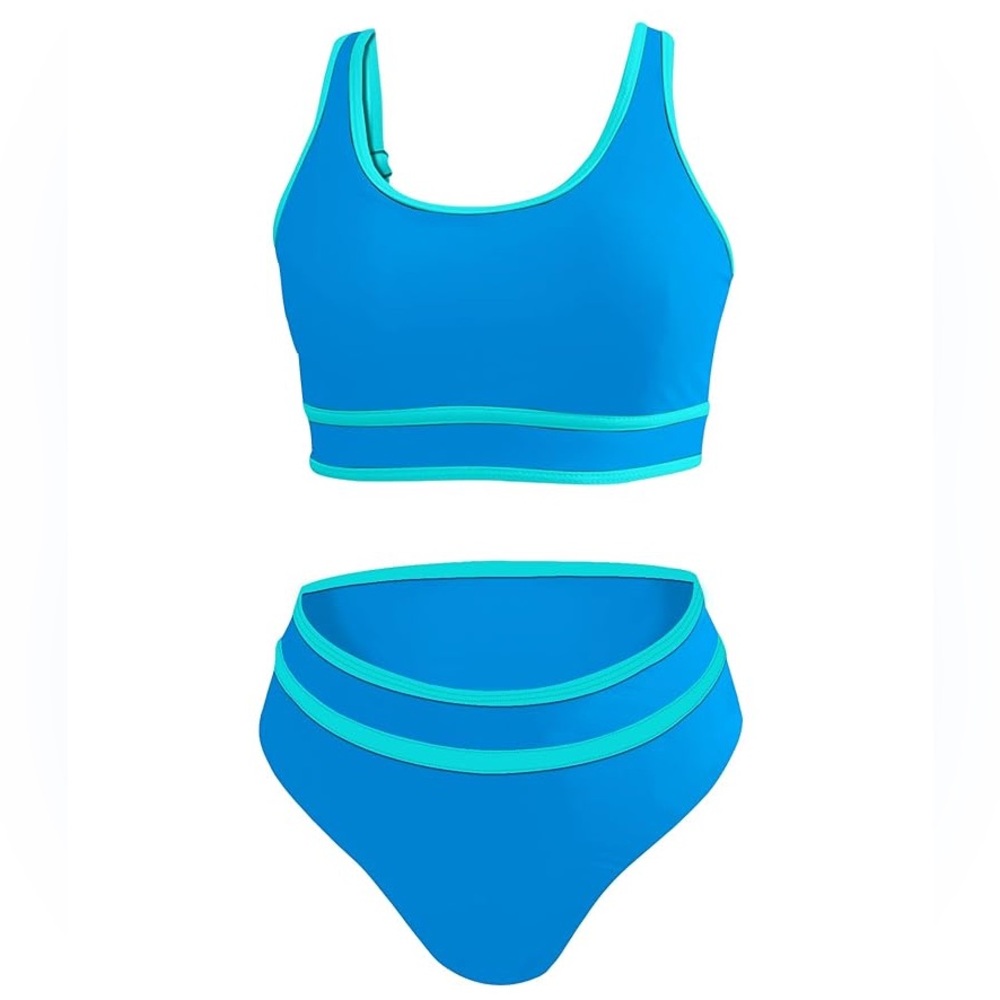Blue High Waisted Bikini Suit Set XL NWT